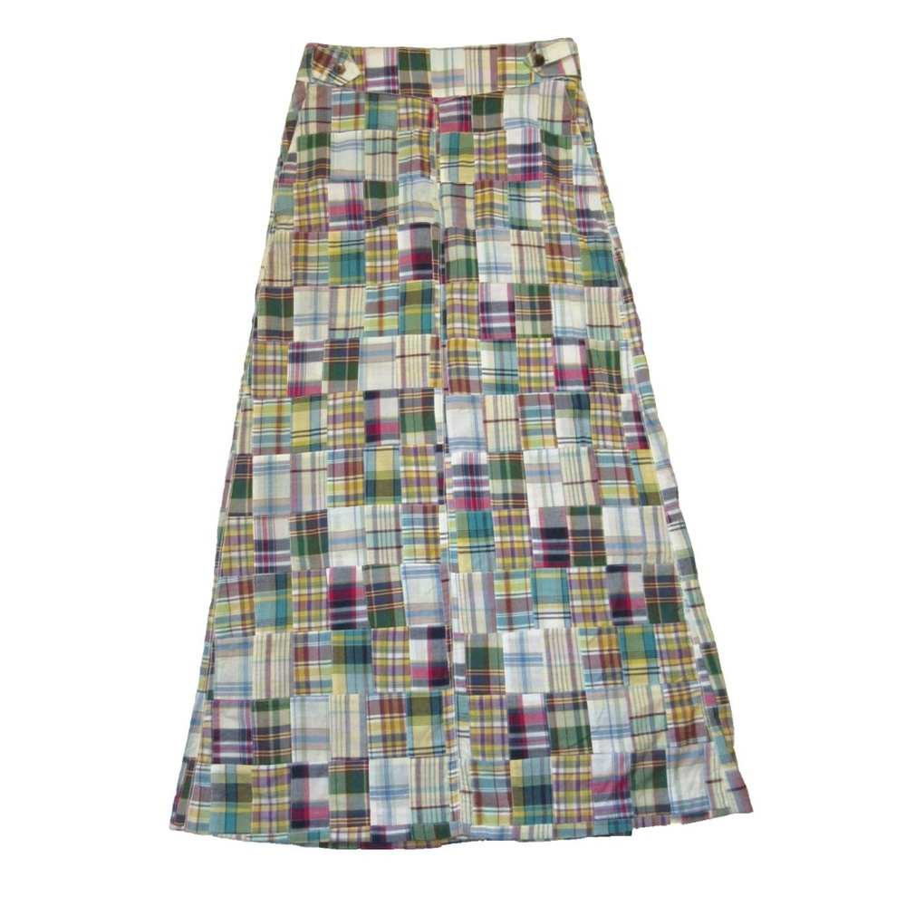 J. CREW COLLECTION RARE Madakat Cotton Patchwork Madras Wrap Skirt - Picture 2 of 7